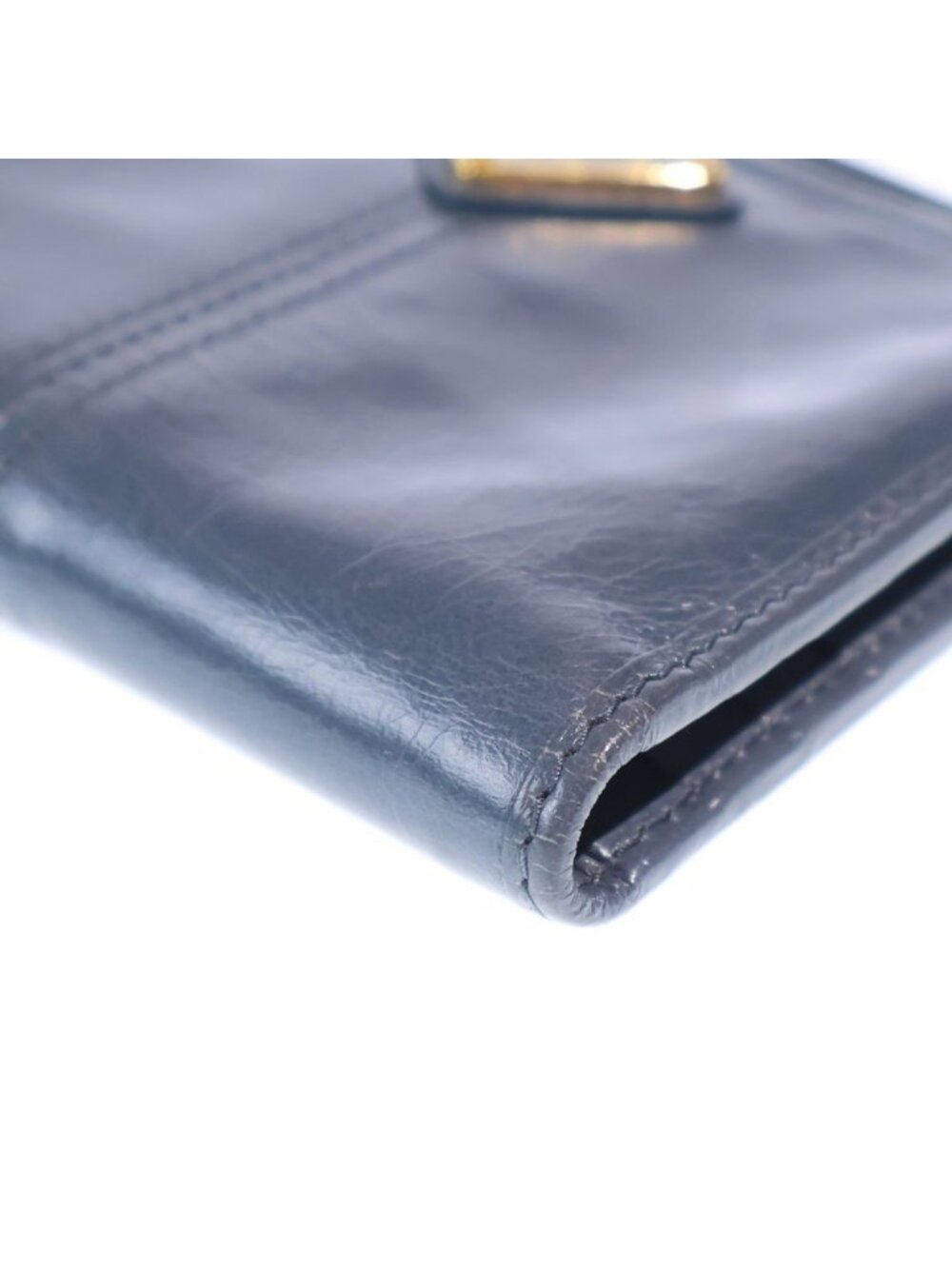 Prada Bifold Wallet Compact Coin Case Aviator Blue Soft Looks Leather Gold - Picture 5 of 6